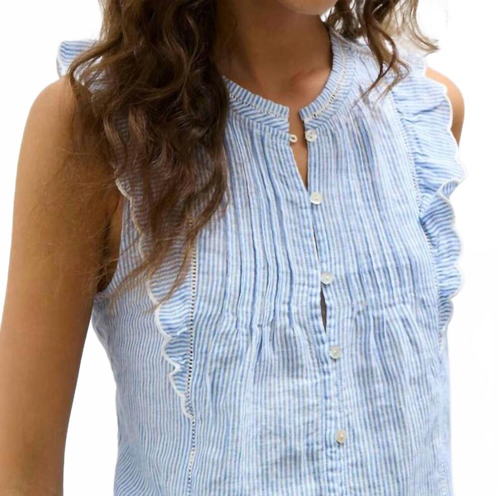 NEW MELISSA NEPTON bacca blouse in blue pinstripe